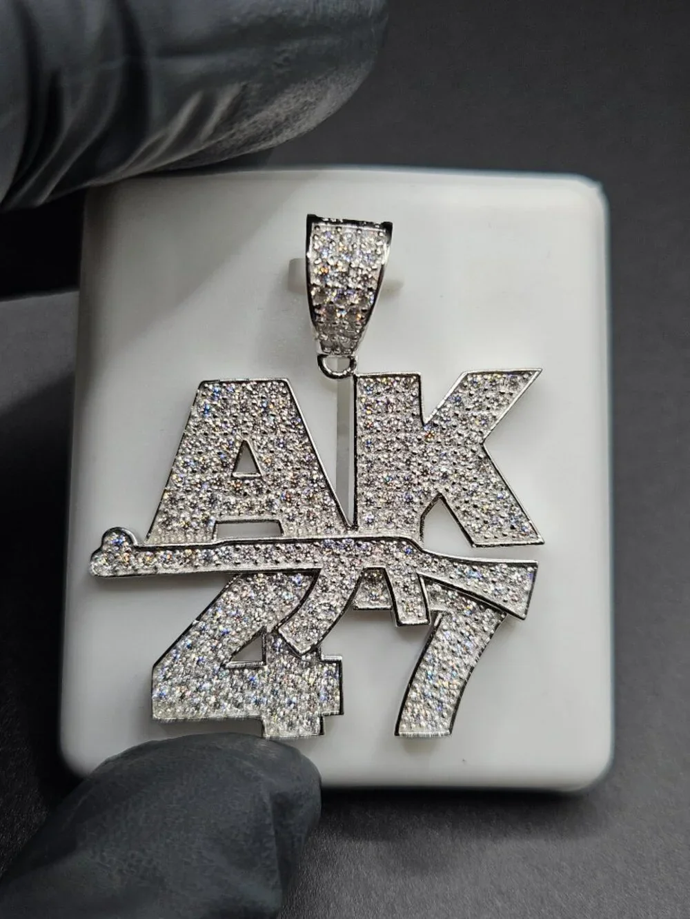 925 Silver AK47 Moissanite Pendant